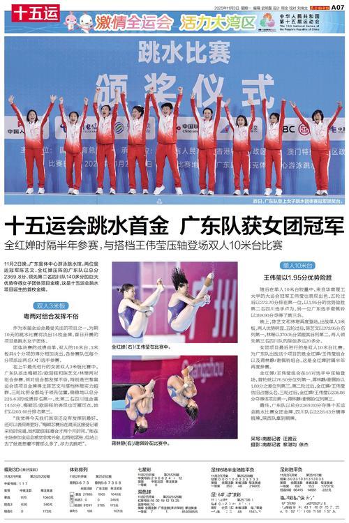 十五运会跳水首金揭晓！广东队夺得女子团体冠军